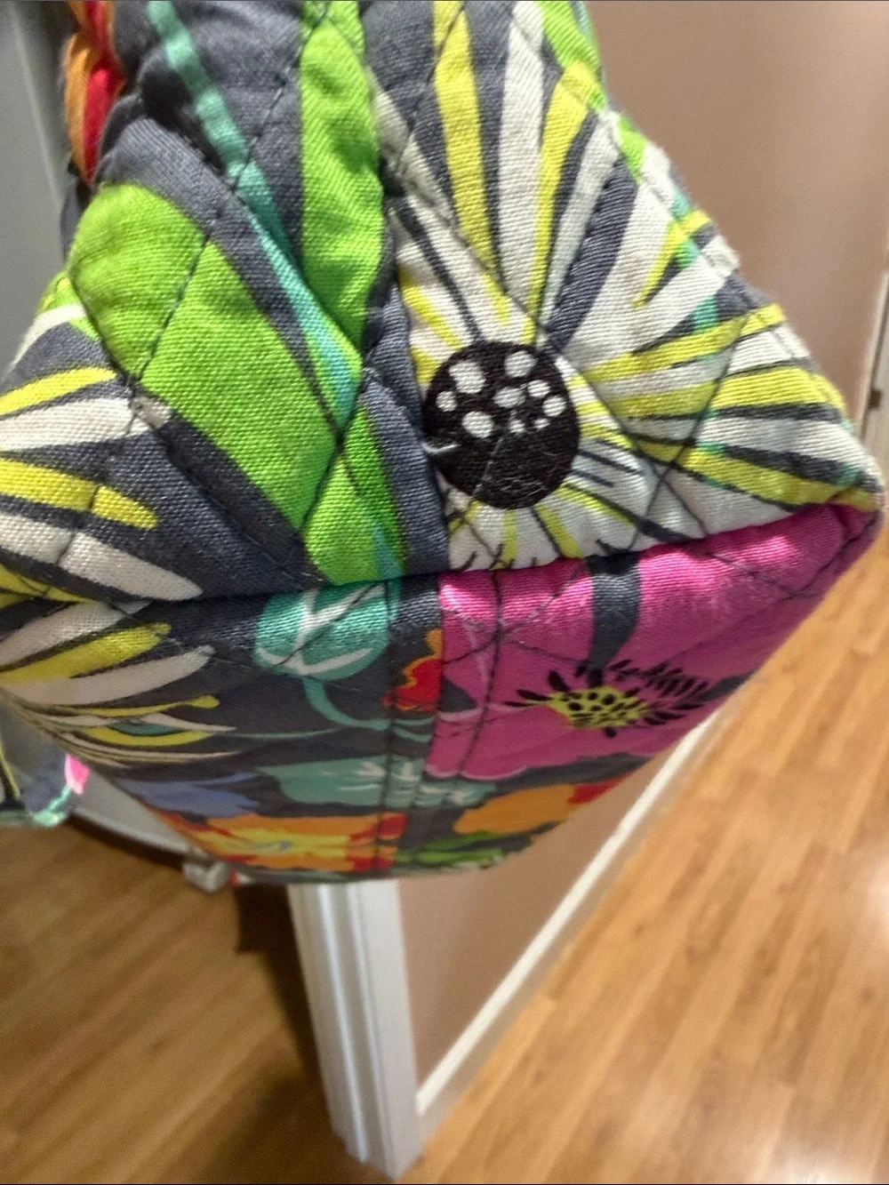 Vera Bradley Quilted Floral Tote in Navy with Multicolor Blooms- like New